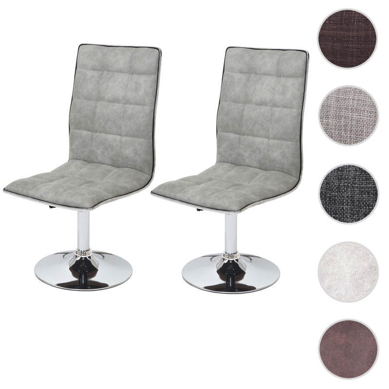 2x chaise de salle à manger fauteuil, tissu - vintage gris béton