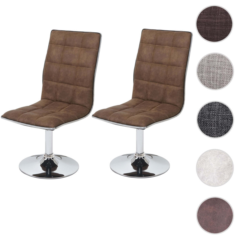 2x chaise de salle à manger fauteuil, tissu - vintage marron
