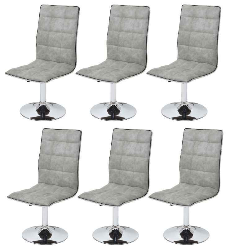 6x chaise de salle à manger fauteuil, tissu - vintage gris béton
