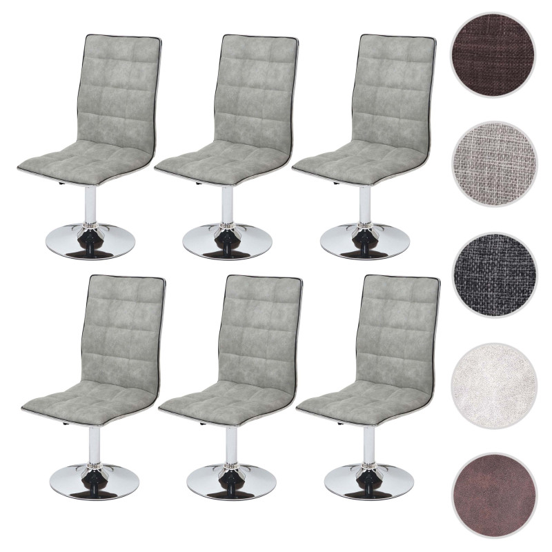 6x chaise de salle à manger fauteuil, tissu - vintage gris béton