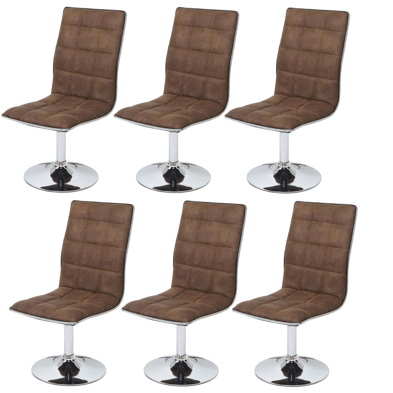 6x chaise de salle à manger fauteuil, tissu - vintage marron