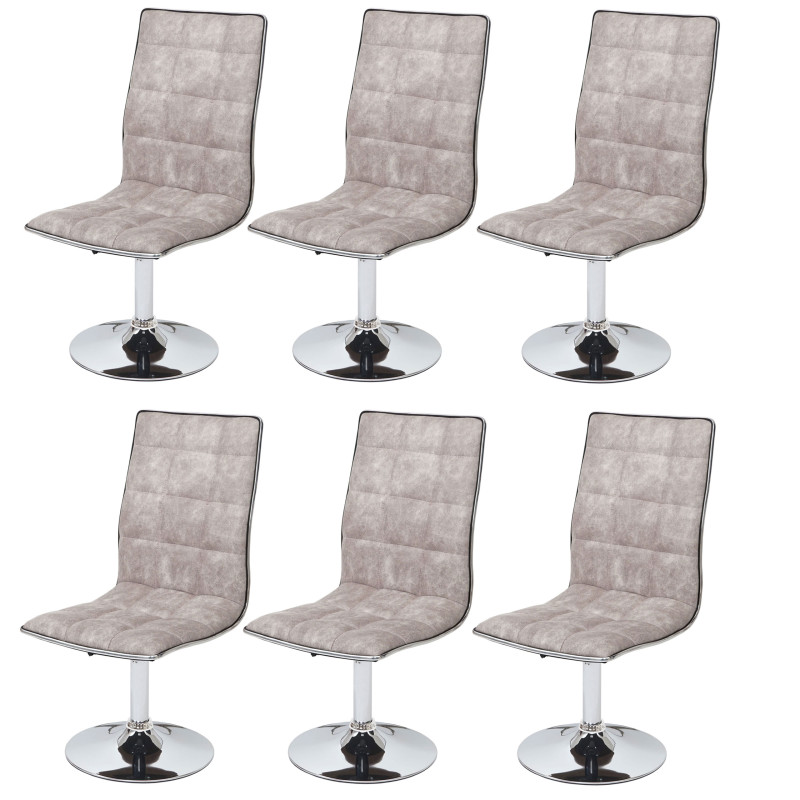6x chaise de salle à manger fauteuil, tissu - vintage gris silex