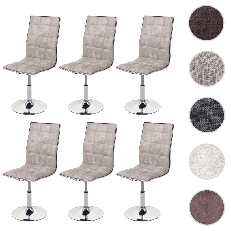 6x chaise de salle à manger fauteuil, tissu - vintage gris silex