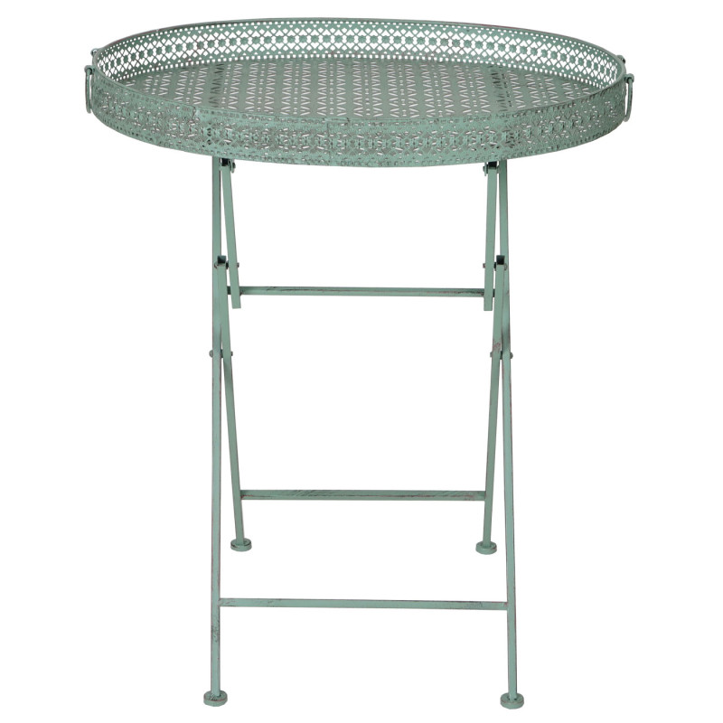 Table pliante table de jardin, métal, vert antique