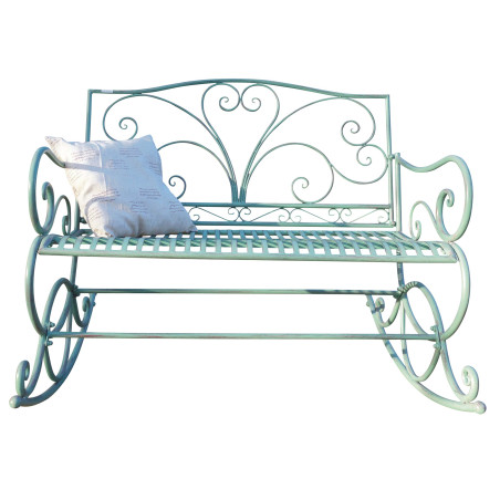 Banc de jardin banc à bascule, métal, vert antique 112cm