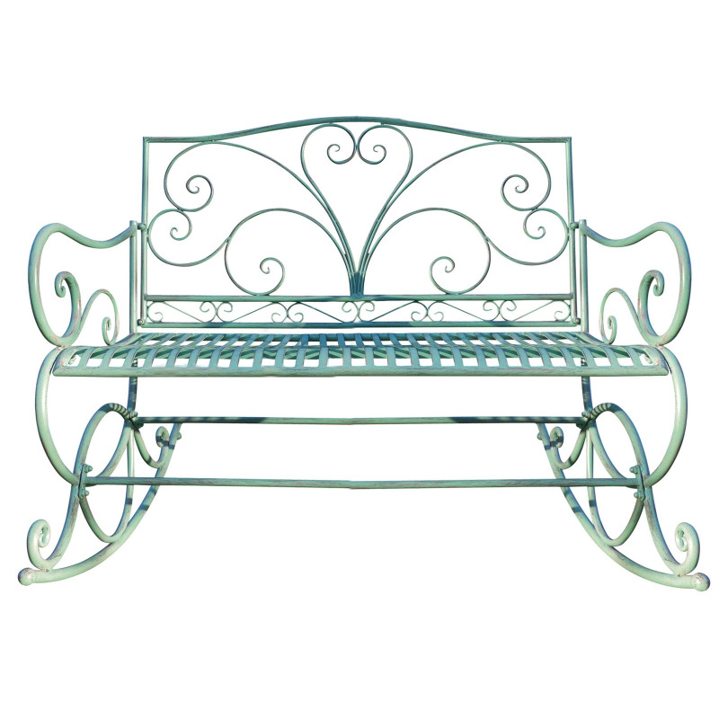 Banc de jardin banc à bascule, métal, vert antique 112cm