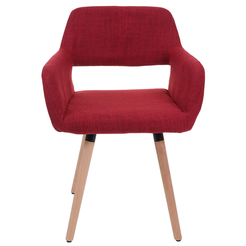 6x chaise de salle à manger II, fauteuil, design rétro des années 50 - tissu, rouge pourpre