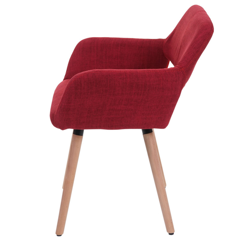 6x chaise de salle à manger II, fauteuil, design rétro des années 50 - tissu, rouge pourpre