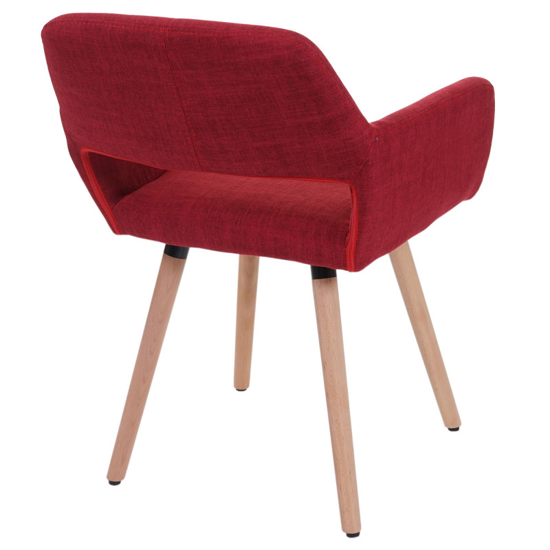 6x chaise de salle à manger II, fauteuil, design rétro des années 50 - tissu, rouge pourpre