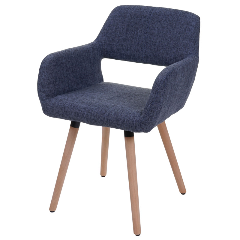6x chaise de salle à manger II, fauteuil, design rétro des années 50 - tissu, gris bleu