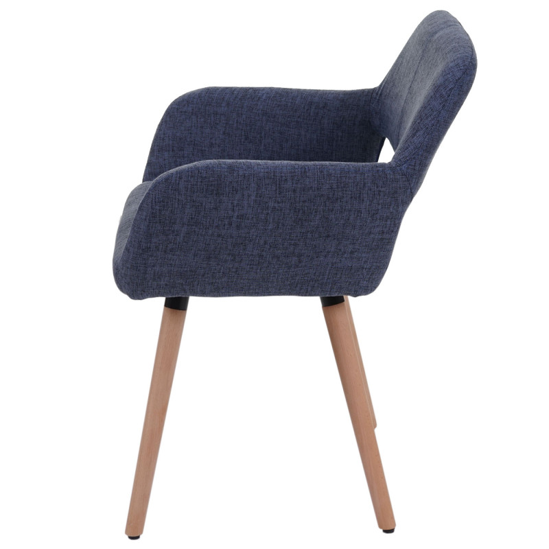 6x chaise de salle à manger II, fauteuil, design rétro des années 50 - tissu, gris bleu