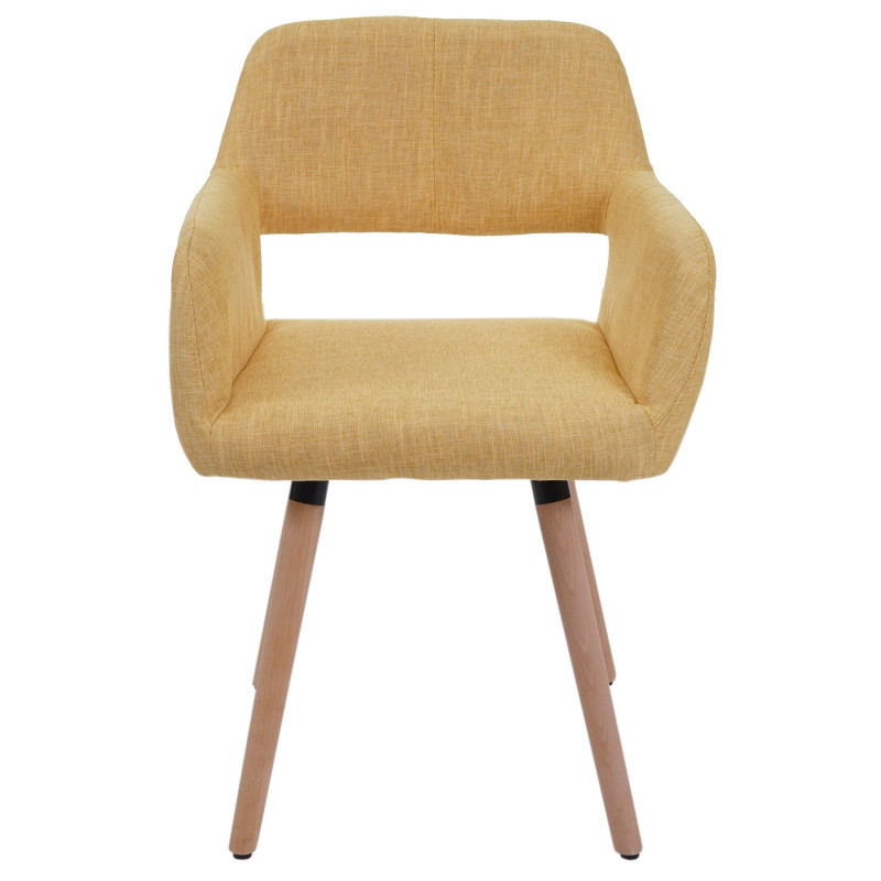 6x chaise de salle à manger II, fauteuil, design rétro des années 50 - tissu, jaune