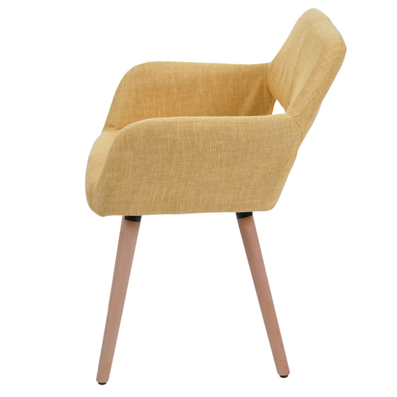 6x chaise de salle à manger II, fauteuil, design rétro des années 50 - tissu, jaune