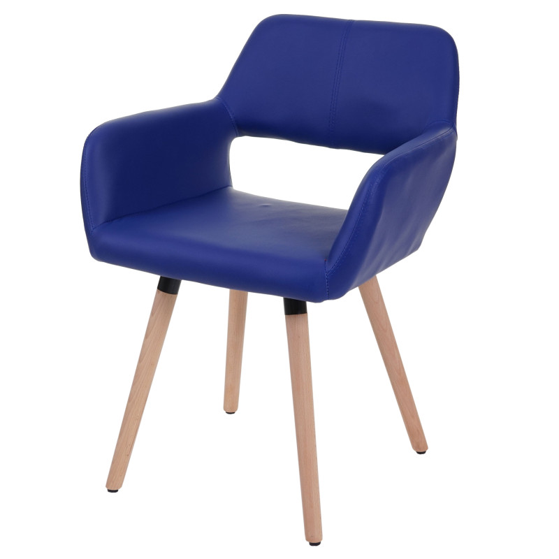 Chaise de salle à manger II, fauteuil, design rétro des années 50 - similicuir, bleu