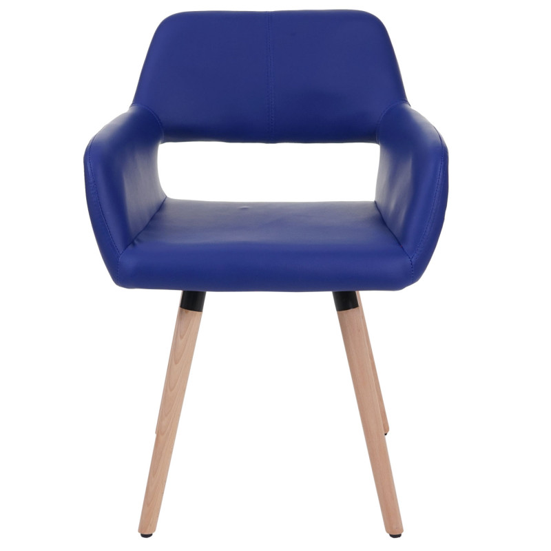 Chaise de salle à manger II, fauteuil, design rétro des années 50 - similicuir, bleu