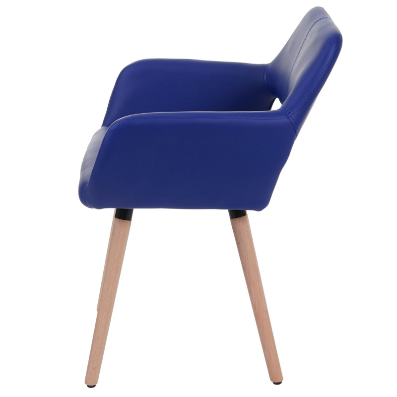 Chaise de salle à manger II, fauteuil, design rétro des années 50 - similicuir, bleu