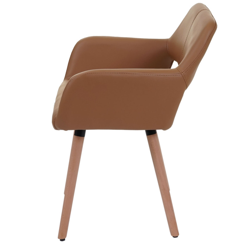 Chaise de salle à manger II, fauteuil, design rétro des années 50 - similicuir, couleur noix