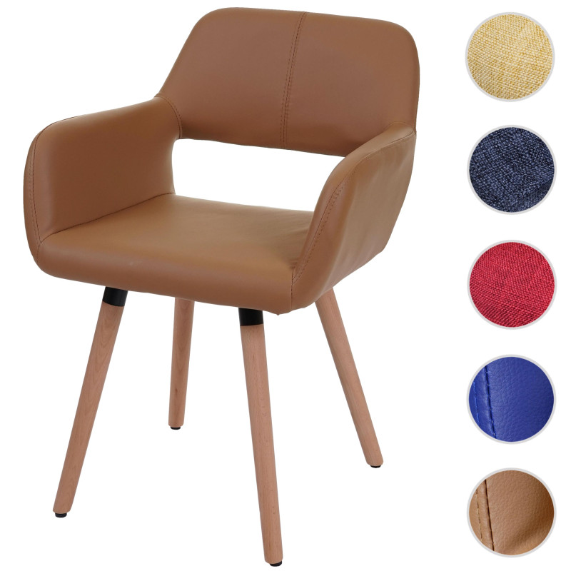 Chaise de salle à manger II, fauteuil, design rétro des années 50 - similicuir, couleur noix