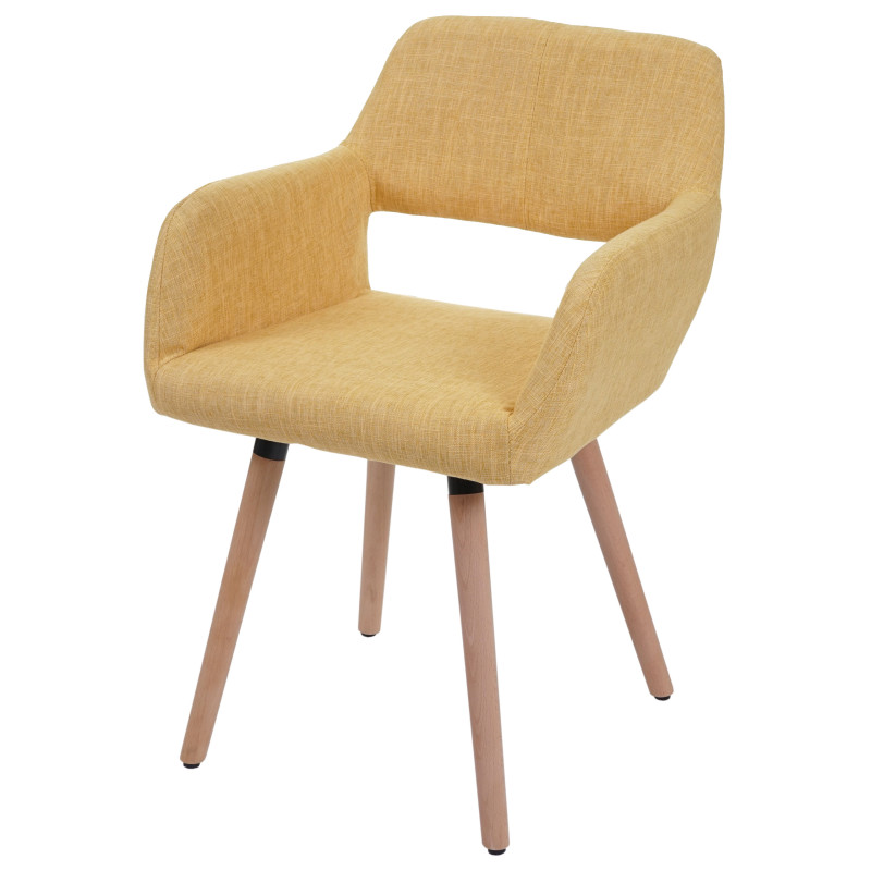 Chaise de salle à manger II, fauteuil, design rétro des années 50 - tissu, jaune