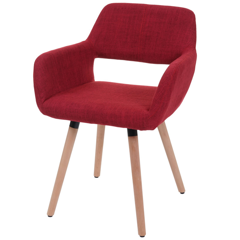 Chaise de salle à manger II, fauteuil, design rétro des années 50 - tissu, rouge pourpre