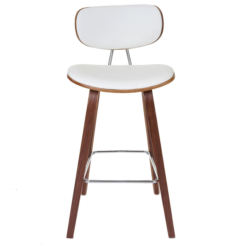 2x tabouret de bar chaise de comptoir, style rétro bois de proue, optique noix - blanc