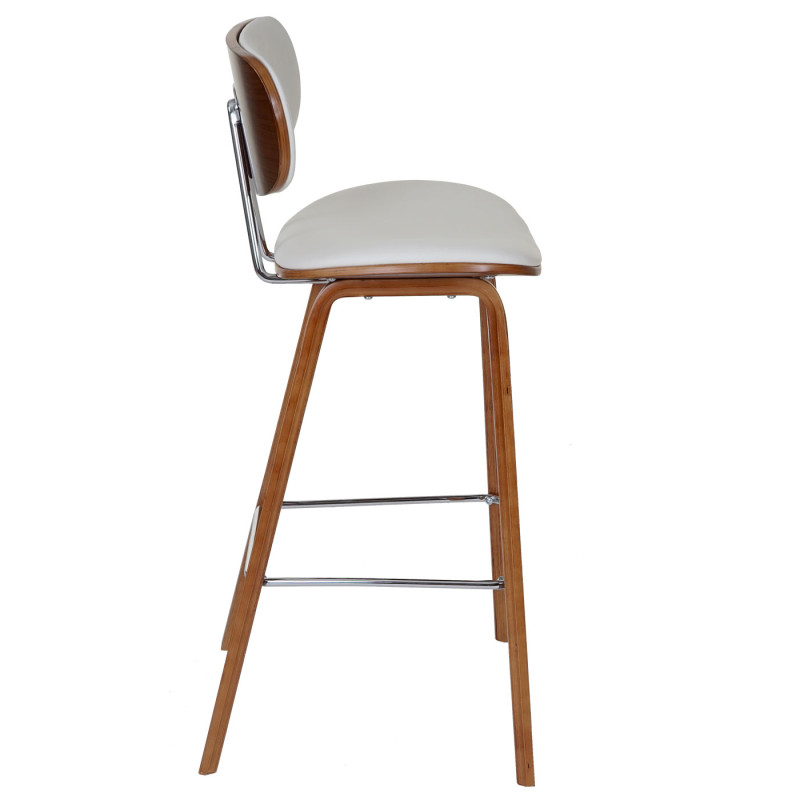 2x tabouret de bar chaise de comptoir, style rétro bois de proue, optique noix - blanc