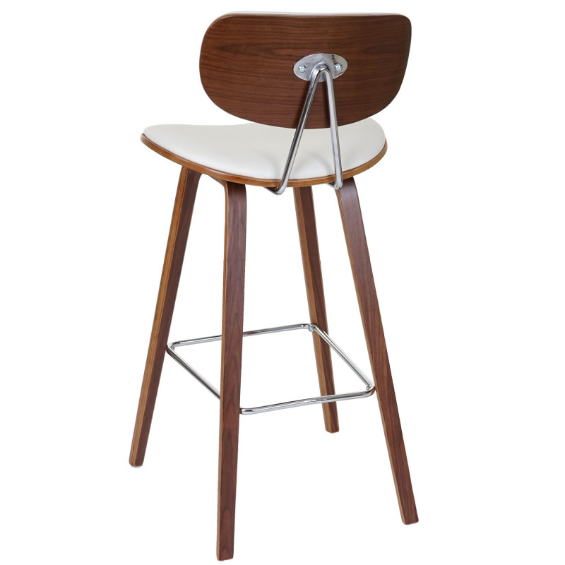 2x tabouret de bar chaise de comptoir, style rétro bois de proue, optique noix - blanc