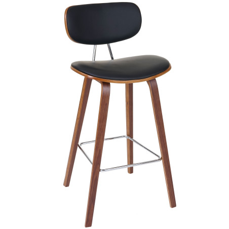 2x tabouret de bar chaise de comptoir, style rétro bois de proue, optique noix - noir