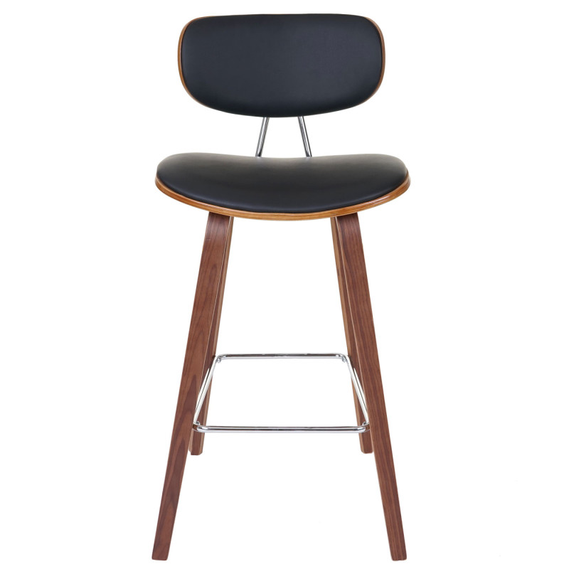 2x tabouret de bar chaise de comptoir, style rétro bois de proue, optique noix - noir