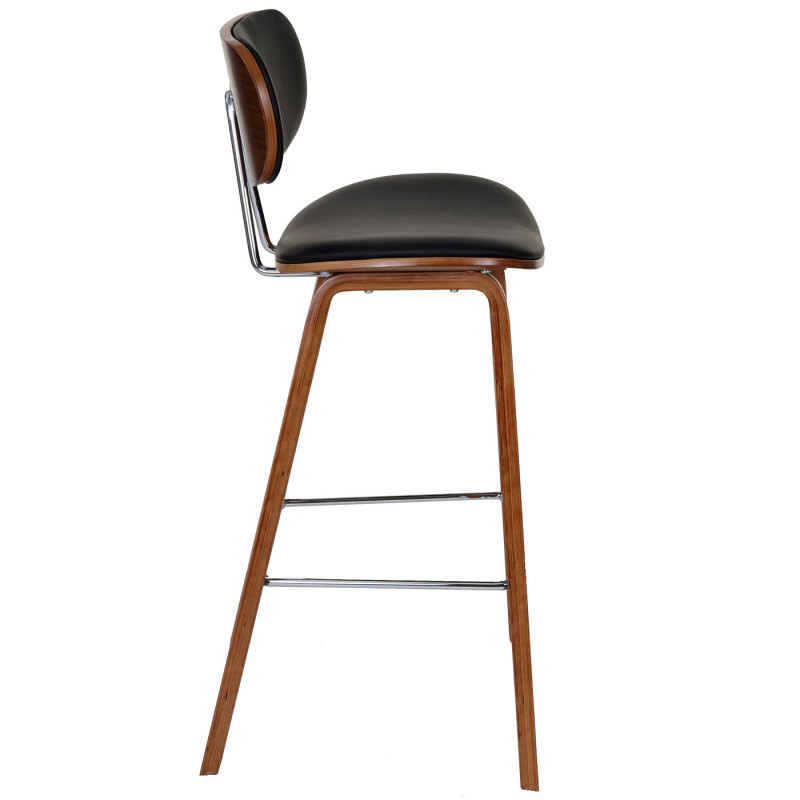 2x tabouret de bar chaise de comptoir, style rétro bois de proue, optique noix - noir