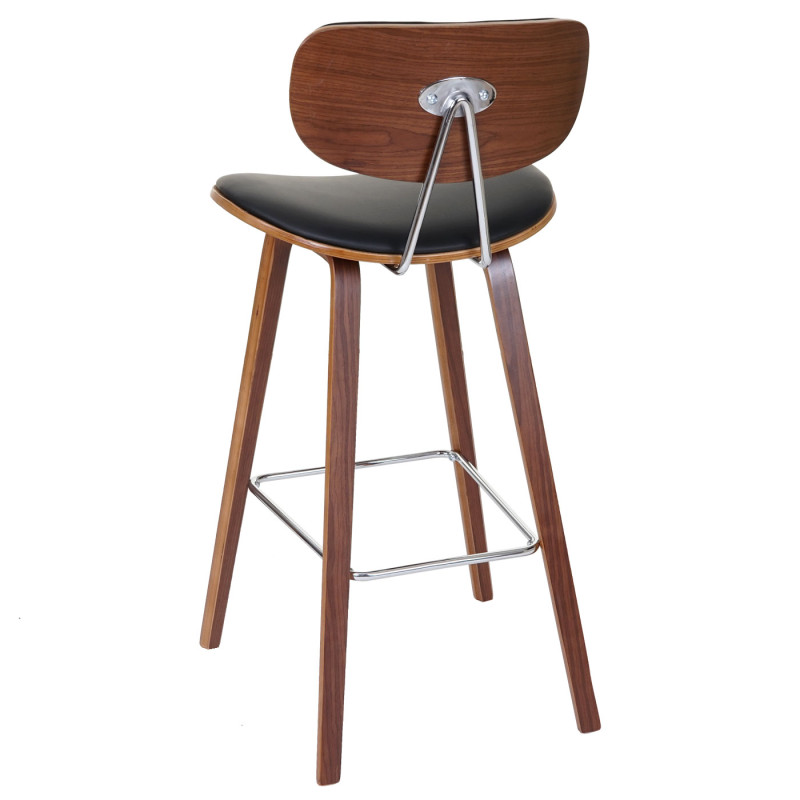 2x tabouret de bar chaise de comptoir, style rétro bois de proue, optique noix - noir