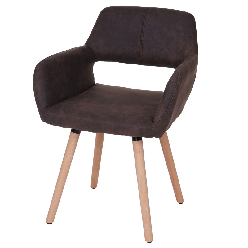 Chaise de salle à manger II, fauteuil, design rétro des années 50 - tissu, marron foncé