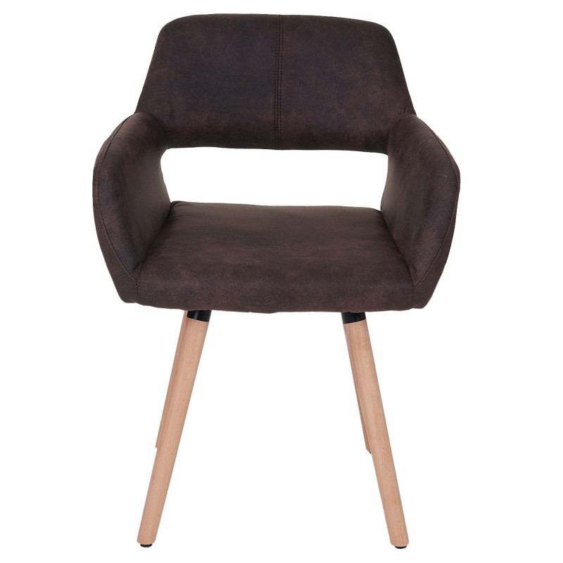 Chaise de salle à manger II, fauteuil, design rétro des années 50 - tissu, marron foncé