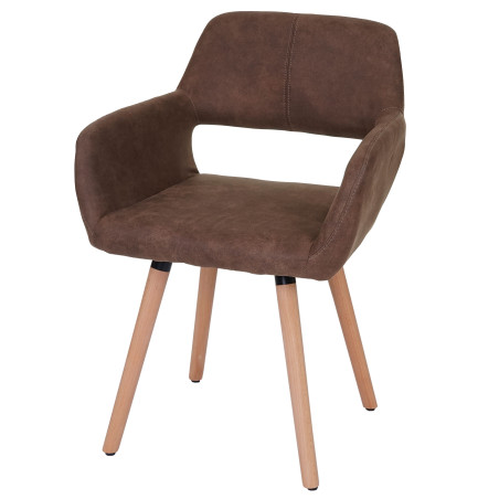 Chaise de salle à manger II, fauteuil, design rétro des années 50 - tissu, marron
