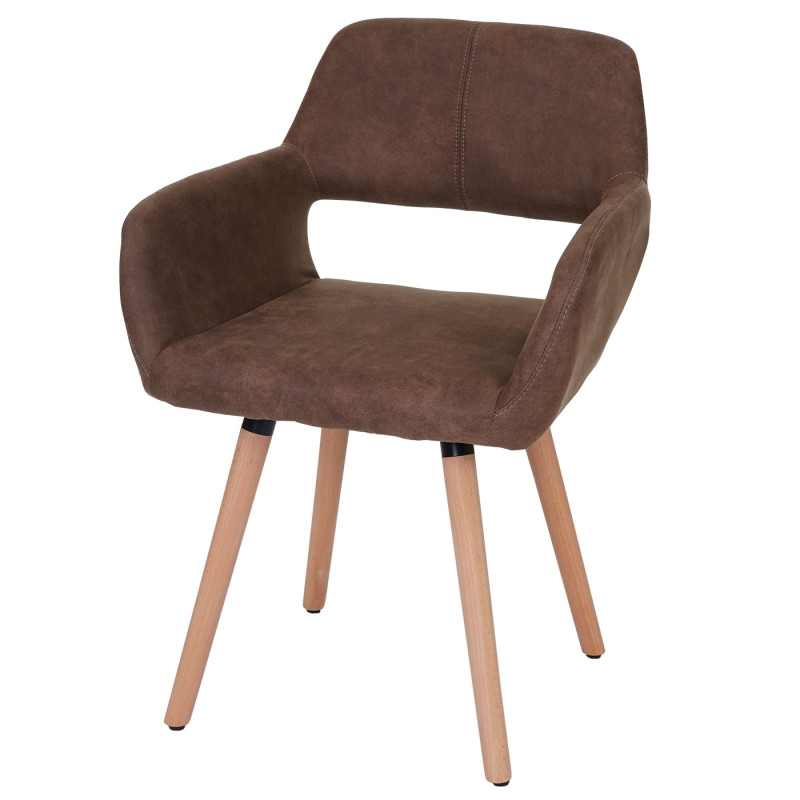 Chaise de salle à manger II, fauteuil, design rétro des années 50 - tissu, marron