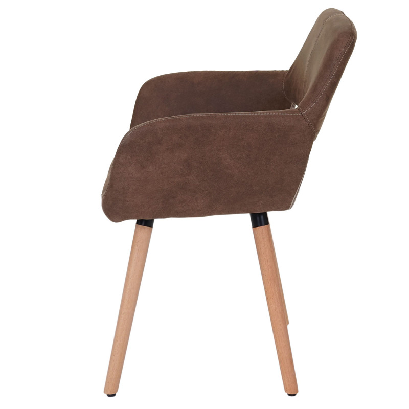 Chaise de salle à manger II, fauteuil, design rétro des années 50 - tissu, marron