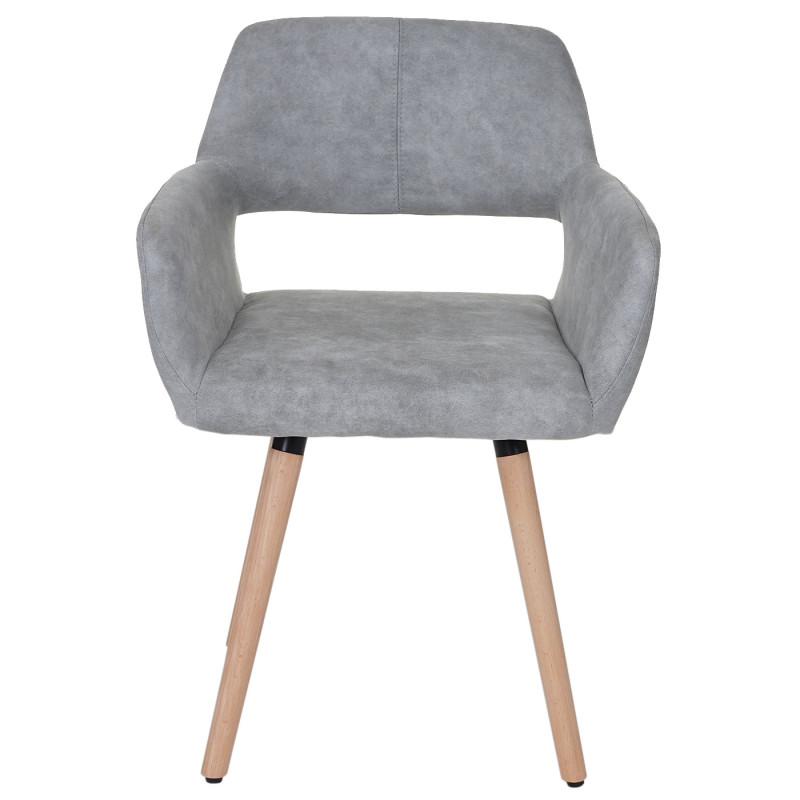 Chaise de salle à manger II, fauteuil, design rétro des années 50 - tissu, gris béton