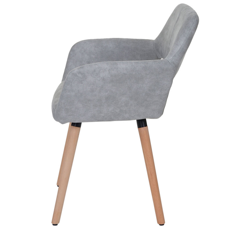 Chaise de salle à manger II, fauteuil, design rétro des années 50 - tissu, gris béton
