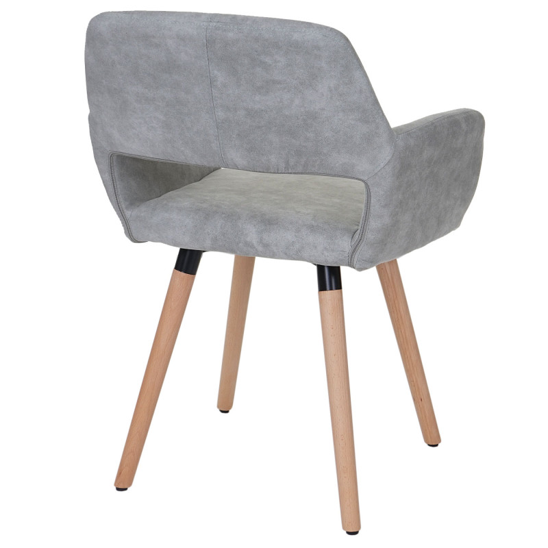 Chaise de salle à manger II, fauteuil, design rétro des années 50 - tissu, gris béton