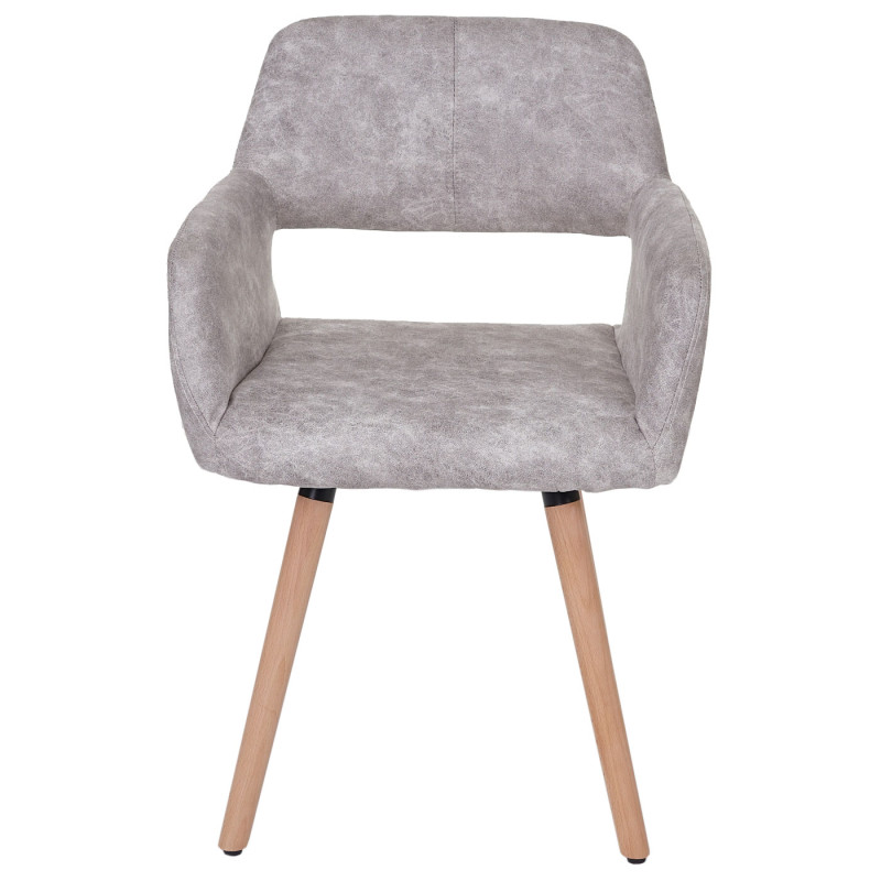 Chaise de salle à manger II, fauteuil, design rétro des années 50 - tissu, gris silex