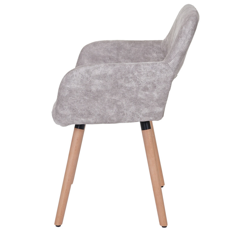 Chaise de salle à manger II, fauteuil, design rétro des années 50 - tissu, gris silex