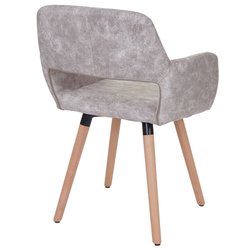 Chaise de salle à manger II, fauteuil, design rétro des années 50 - tissu, gris silex