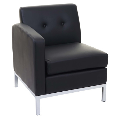 Fauteuil système modulaire de fauteuils, partie de gauche, un accoudoir, extensible similicuir - noir