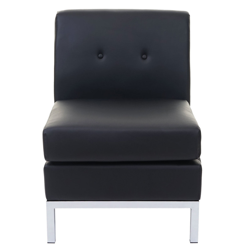 Fauteuil système modulaire, partie centrale, sans accoudoirs, extensible similicuir - noir