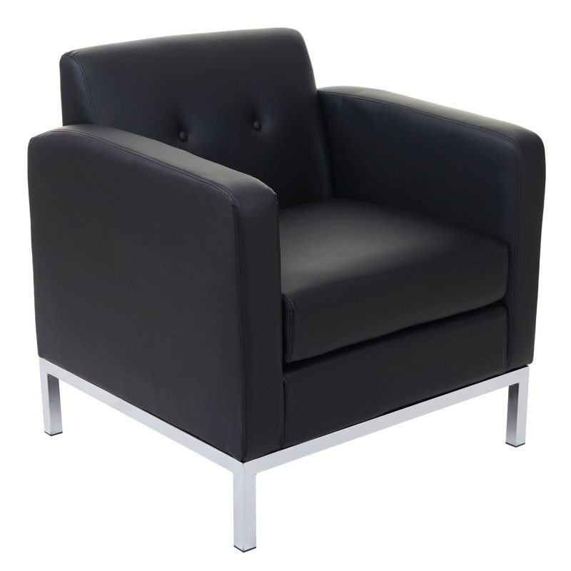 Fauteuil système modulaire de fauteuils avec accoudoirs, extensible similicuir - noir