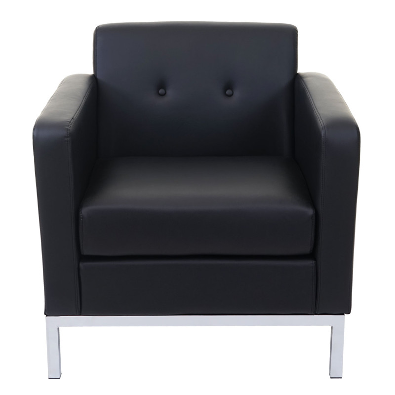 Fauteuil système modulaire de fauteuils avec accoudoirs, extensible similicuir - noir