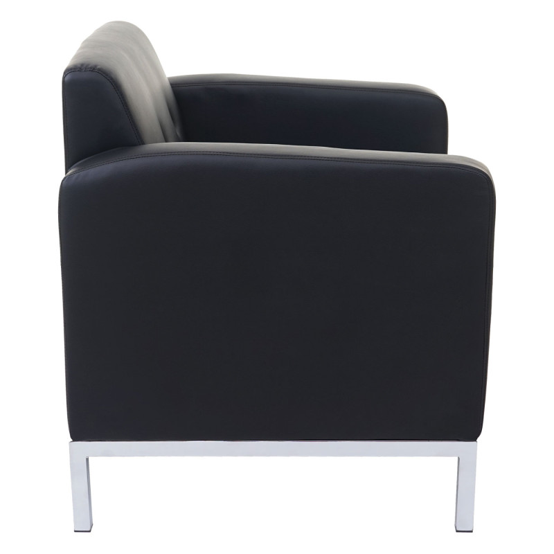 Fauteuil système modulaire de fauteuils avec accoudoirs, extensible similicuir - noir