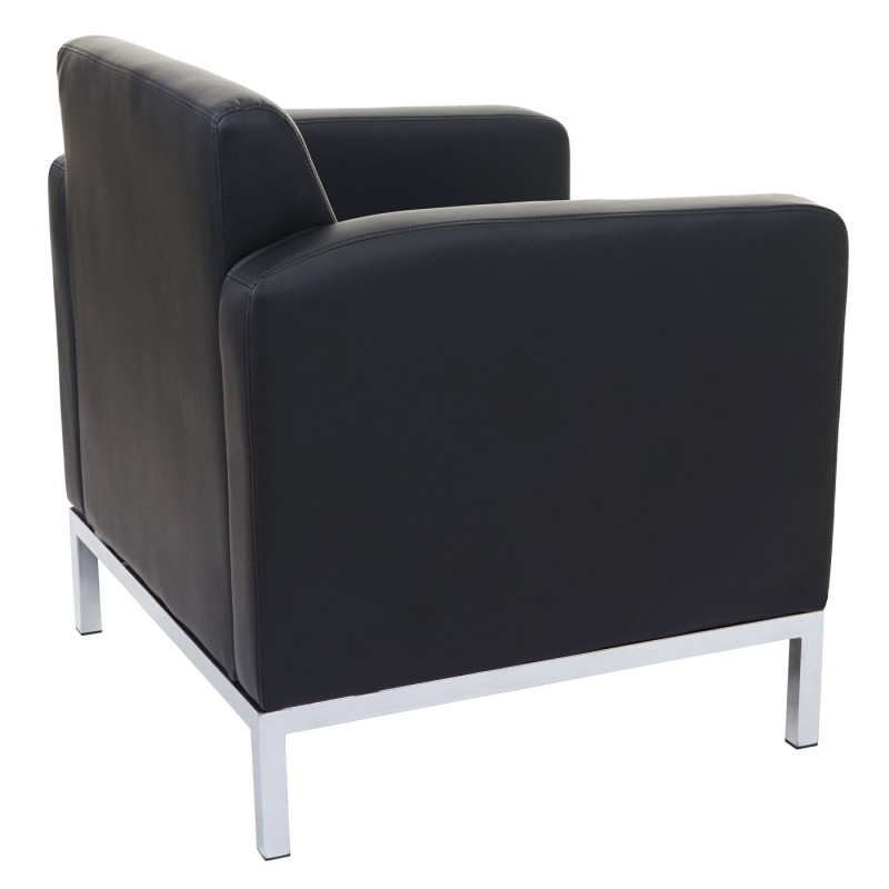 Fauteuil système modulaire de fauteuils avec accoudoirs, extensible similicuir - noir