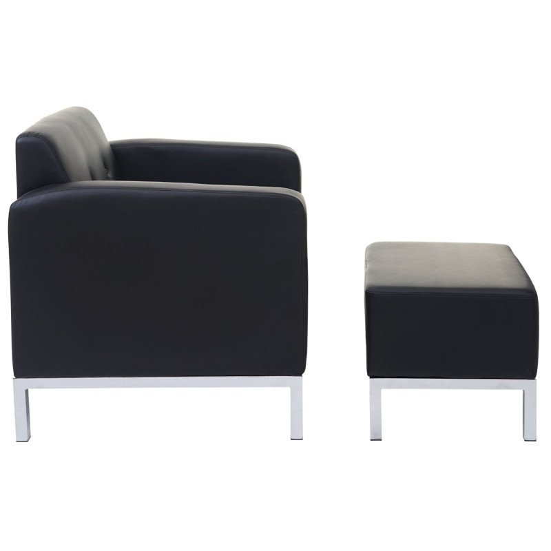 Fauteuil et ottomane système modulaire de fauteuils avec accoudoirs, extensible similicuir - noir