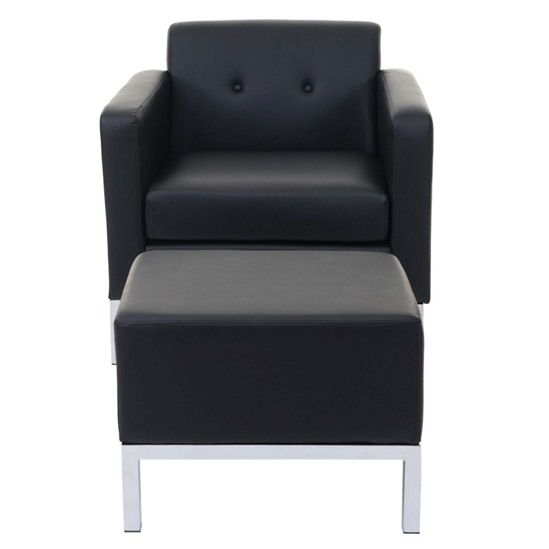 Fauteuil et ottomane système modulaire de fauteuils avec accoudoirs, extensible similicuir - noir